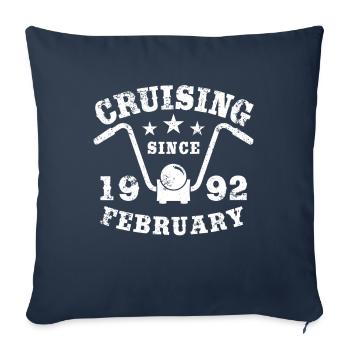 Cruising Biker Anniversaire Février 1992 Moto - Housse de coussin décorative 45 x 45 cm - bleu marine - Devant