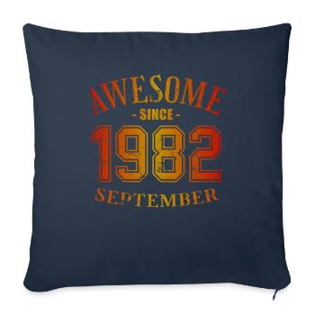 Septembre 1982 - Anniversaire de septembre - Housse de coussin décorative 45 x 45 cm - bleu marine - Devant