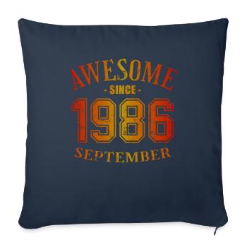 Septembre 1986 - Anniversaire de septembre - Housse de coussin décorative 45 x 45 cm - bleu marine - Devant