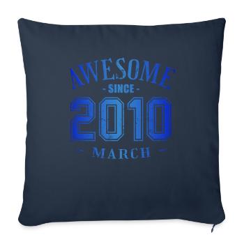 Mars 2010 - Anniversaire en mars Génial - Housse de coussin décorative 45 x 45 cm - bleu marine - Devant