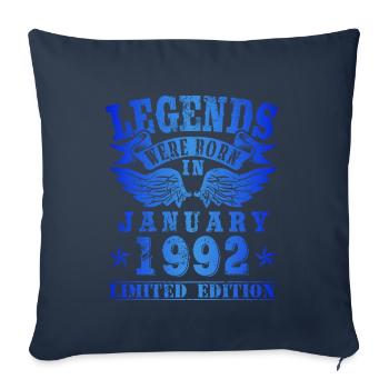 Les légendes sont nées en janvier 1992 Anniversaire - Housse de coussin décorative 45 x 45 cm - bleu marine - Devant