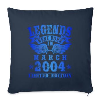 Legends est né en Mars 2004 Anniversaire - Housse de coussin décorative 45 x 45 cm - bleu marine - Devant