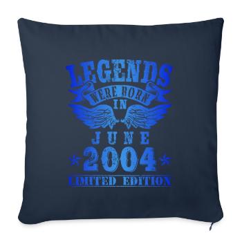 Legends est né en Juin 2004 Anniversaire - Housse de coussin décorative 45 x 45 cm - bleu marine - Devant