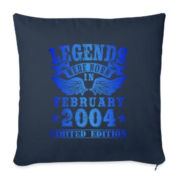 Legends est né en février 2004 Anniversaire - Housse de coussin décorative 45 x 45 cm - bleu marine - Devant