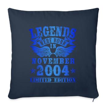 Les légendes sont nées en novembre 2004 Anniversaire - Housse de coussin décorative 45 x 45 cm - bleu marine - Devant