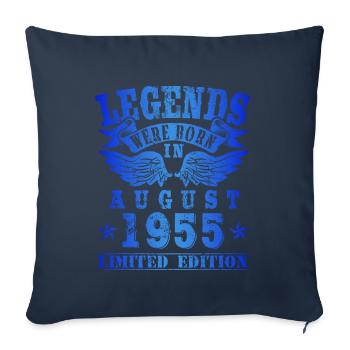 Les légendes sont nées en août 1955 - Housse de coussin décorative 45 x 45 cm - bleu marine - Devant