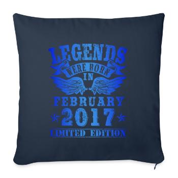Les légendes sont nées en février 2017 Anniversaire - Housse de coussin décorative 45 x 45 cm - bleu marine - Devant