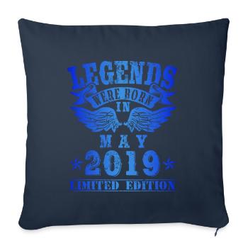 Les légendes sont nées en mai 2019 Anniversaire - Housse de coussin décorative 45 x 45 cm - bleu marine - Devant