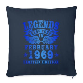 Legends est né en février 1969 Anniversaire - Housse de coussin décorative 45 x 45 cm - bleu marine - Devant
