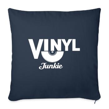 vinyle vinyle musique platine rétro - Housse de coussin décorative 45 x 45 cm - bleu marine - Devant