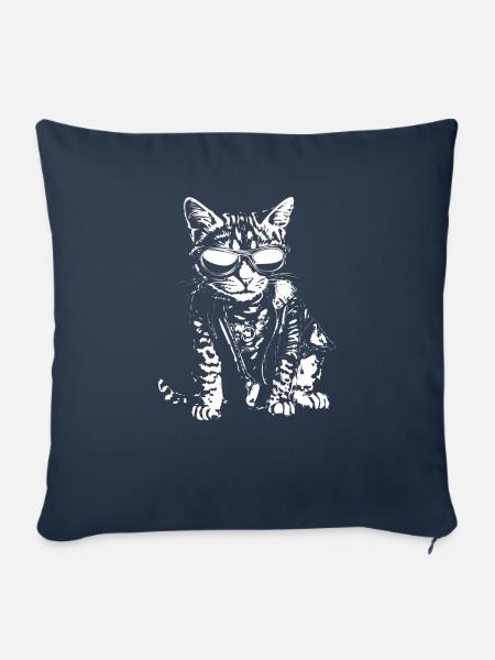 Katze mit Sonnenbrille - Sofakissenbezug 45 x 45 cm - Navy