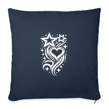 Tattoo composition of hearts and stars - Sofa pillowcase 17,3'' x 17,3'' (45 x 45 cm) - navy - Front