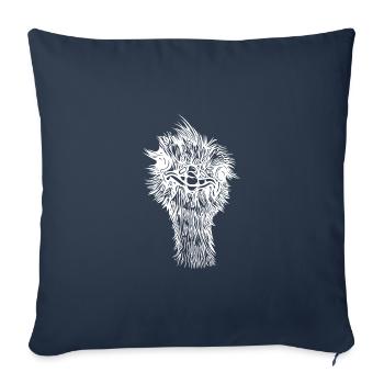 Lustiger vintage Vogel Strauß Kopf - Sofakissenbezug 45 x 45 cm - Navy - Vorne