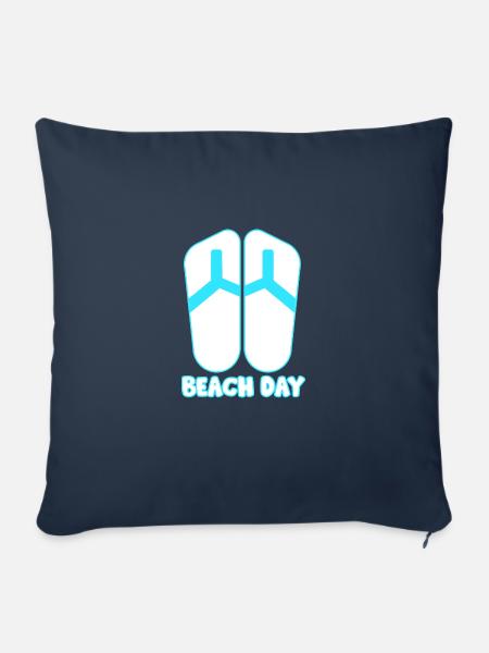 Beach Day weiß/blau - Sofakissenbezug 45 x 45 cm - Navy