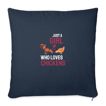 Girl Chickens Farmer Gift Farm Animal Chicken - Sofa pillowcase 17,3'' x 17,3'' (45 x 45 cm) - navy - Front