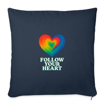 Colorful heart with inscription "Follow your Heart" - Sofa pillowcase 17,3'' x 17,3'' (45 x 45 cm) - navy - Front