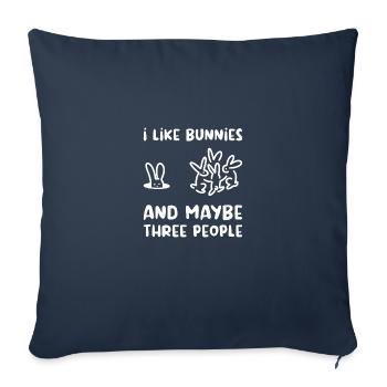 J’aime les lapins et peut-être 3 personnes introverties - Housse de coussin décorative 45 x 45 cm - bleu marine - Devant