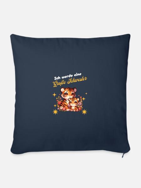 Ich werde eine große Schwester - Sofakissenbezug 45 x 45 cm - Navy