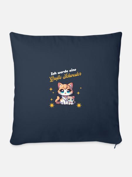 Ich werde eine große Schwester - Sofakissenbezug 45 x 45 cm - Navy