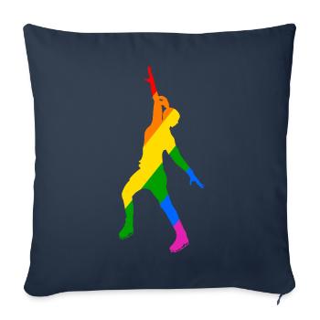 Jeu de couleurs en patinage sur glace - Housse de coussin décorative 45 x 45 cm - bleu marine - Devant