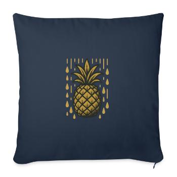 Ananas doré au cytise - Housse de coussin décorative 45 x 45 cm - bleu marine - Devant