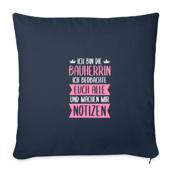 Bauherrin Notizen Richtfest Husbau - Sofakissenbezug 45 x 45 cm - Navy - Vorne