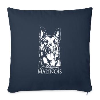 Belge Malinois Portrait Chien Chiens Wilsigns - Housse de coussin décorative 45 x 45 cm - bleu marine - Devant