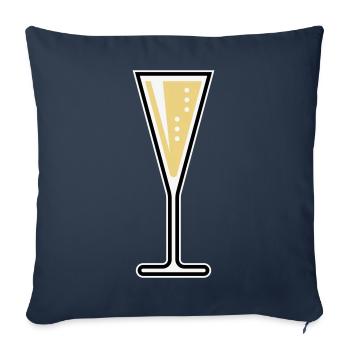 Verre XSect (vin mousseux / entonnoir / fermé / 3C) - Housse de coussin décorative 45 x 45 cm - bleu marine - Devant