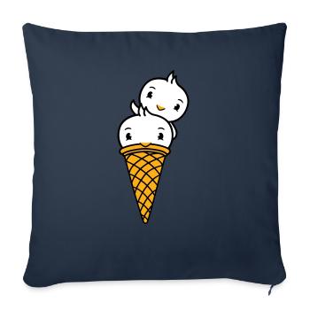 Birds Cream Waffle Cream Scoops Cream Cream Cone - Sofa pillowcase 17,3'' x 17,3'' (45 x 45 cm) - navy - Front