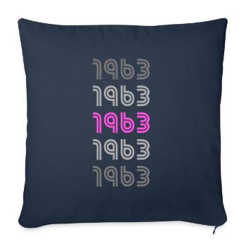 Année 1963 - Housse de coussin décorative 45 x 45 cm - bleu marine - Devant