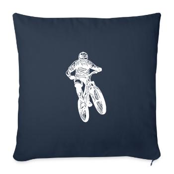Mountain biker jumping with bike - Sofa pillowcase 17,3'' x 17,3'' (45 x 45 cm) - navy - Front