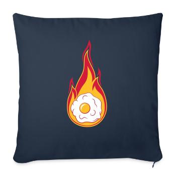 feu chaud flammes brûler torche oeuf au plat cuire - Housse de coussin décorative 45 x 45 cm - bleu marine - Devant