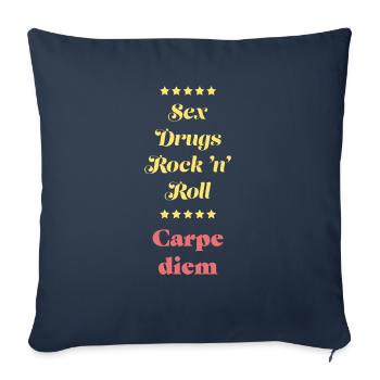 Sex Drugs Rock 'n' Roll – Music + Freedom + Happiness - Sofa pillowcase 17,3'' x 17,3'' (45 x 45 cm) - navy - Front
