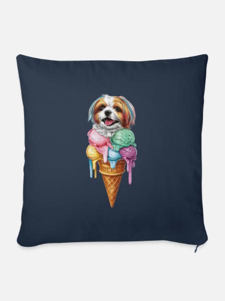 Shih Tzu als Waffeleis - Sofakissenbezug 45 x 45 cm - Navy