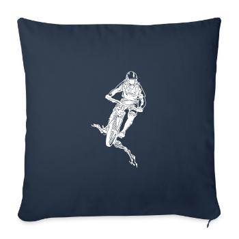 Vététiste cool sur un sentier de montagne de colline - Housse de coussin décorative 45 x 45 cm - bleu marine - Devant