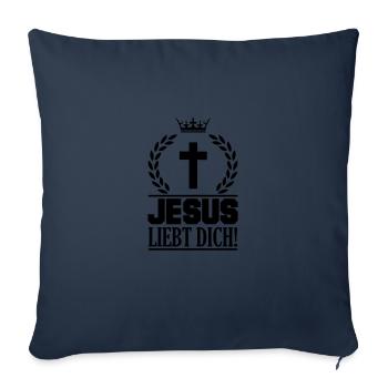 jésus vous aime 01 - Housse de coussin décorative 45 x 45 cm - bleu marine - Devant