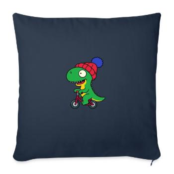 Dino Dinosaur Boy Child Beanie Hat Bicycle - Sofa pillowcase 17,3'' x 17,3'' (45 x 45 cm) - navy - Front