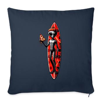 Halloween Alien Surfer Pizza Lover - Housse de coussin décorative 45 x 45 cm - bleu marine - Devant
