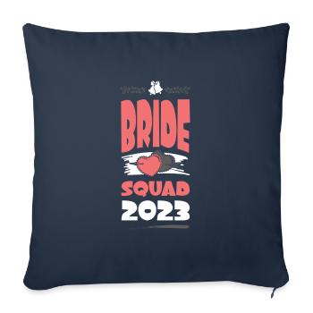Escouade de la mariée 2023 Cœur de l’équipe - Housse de coussin décorative 45 x 45 cm - bleu marine - Devant