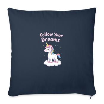 Suivez vos rêves Licorne Inspiration - Housse de coussin décorative 45 x 45 cm - bleu marine - Devant