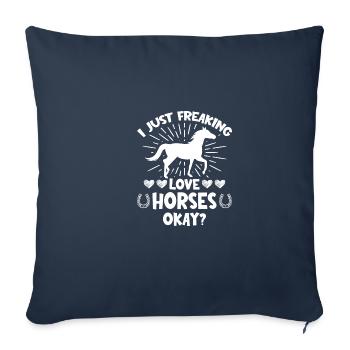 J’aime juste aimer les chevaux d’accord, d’accord - Housse de coussin décorative 45 x 45 cm - bleu marine - Devant