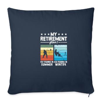 Pêche à la mouche - Régime de pension de la pêche sur glace - Housse de coussin décorative 45 x 45 cm - bleu marine - Devant