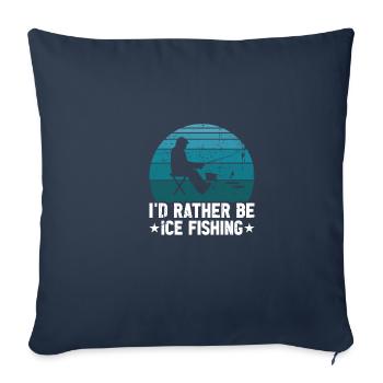 Je préfère pêcher sur glace - Housse de coussin décorative 45 x 45 cm - bleu marine - Devant