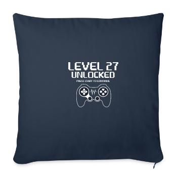 Gamer 27 ans 27ème Bday Niveau 27 Débloqué - Housse de coussin décorative 45 x 45 cm - bleu marine - Devant