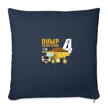 Construction trailer 4th Bday Boy 4 four-year-old - Sofa pillowcase 17,3'' x 17,3'' (45 x 45 cm) - navy - Front