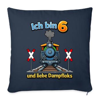 Ich bin 6 und liebe Dampflok - Sofakissenbezug 45 x 45 cm - Navy - Vorne