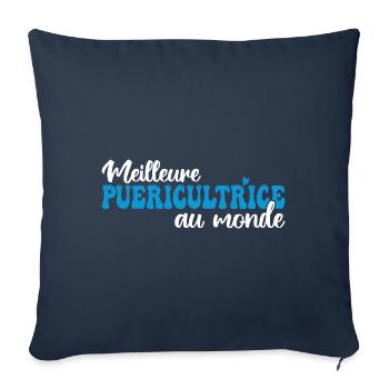 La Meilleure Puéricultrice Au Monde - Housse de coussin décorative 45 x 45 cm - bleu marine - Devant