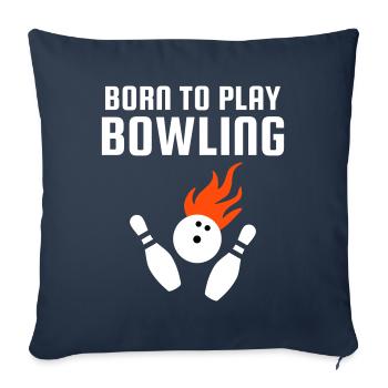 Né pour jouer au bowling (Bowlingkugel mit Flammen) - Housse de coussin décorative 45 x 45 cm - bleu marine - Devant