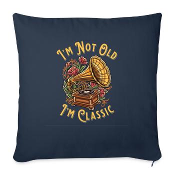 Je ne suis pas vieux, je suis amateur de musique Gramophone classique - Housse de coussin décorative 45 x 45 cm - bleu marine - Devant
