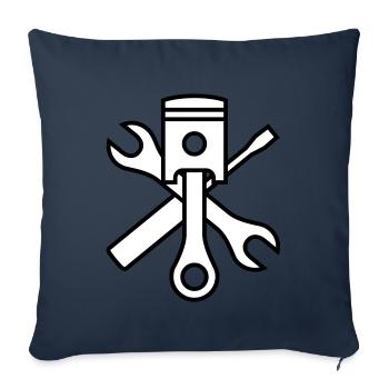 Pistons et outils 2c (+ votre texte) - Housse de coussin décorative 45 x 45 cm - bleu marine - Devant